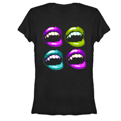Lost Gods Halloween Vampire Fangs Juniors Graphic T Shirt Black